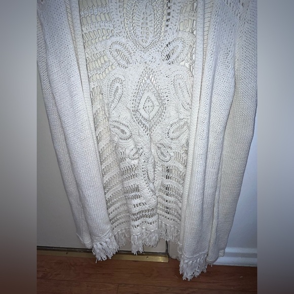 Calypso St. Barth crochet fringe open front cardigan size S. - Picture 2 of 3
